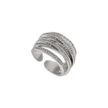 DAIIIBABYYY  -  Sparkling Zircon Multilayer Rings For Women Girls Exquisite New Fashion Simple Classic Elegant Anniversary Jewelry Gifts